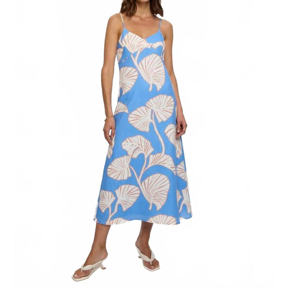 NEW KIVARI ilana midi dress in blue ivory